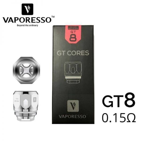 resistance-nrg-gt8-cores-015-ohm-pour-nrg-vaporesso Résistances GT8 pour NRG Tank par 3 - Vaporesso – Image 1