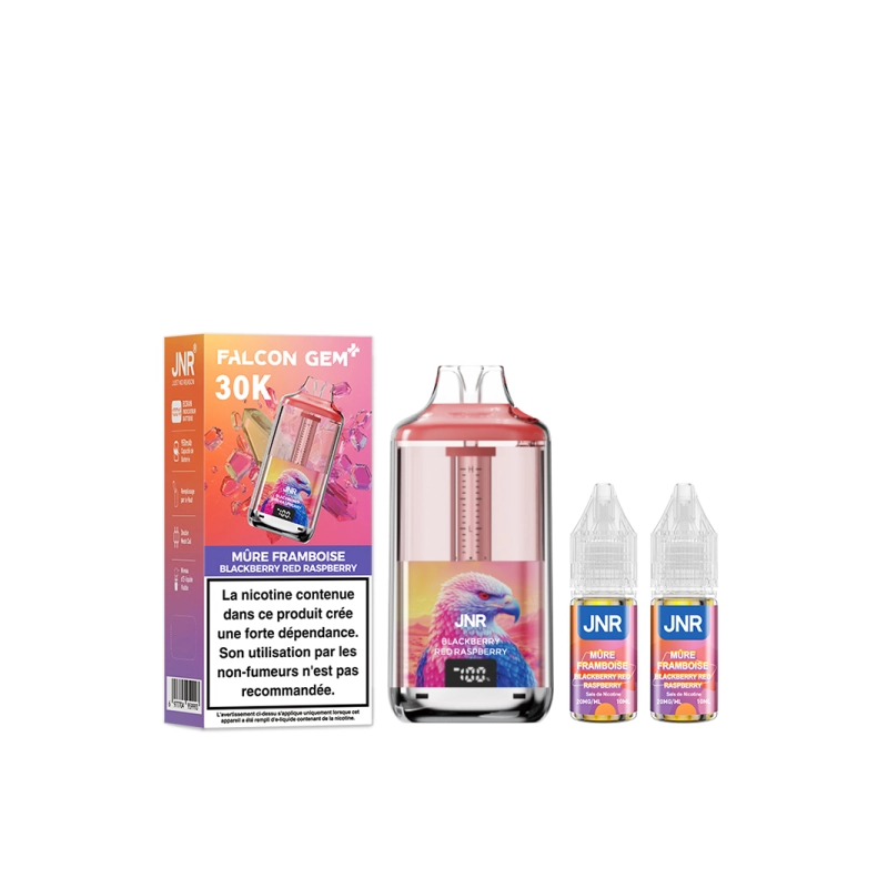kit-falcon-gem-30000-2x10ml-20mg-jnr (11) Kit Falcon Gem+ 30000 + 2x10ml 20mg JNR – Mûre Framboise – Image 1
