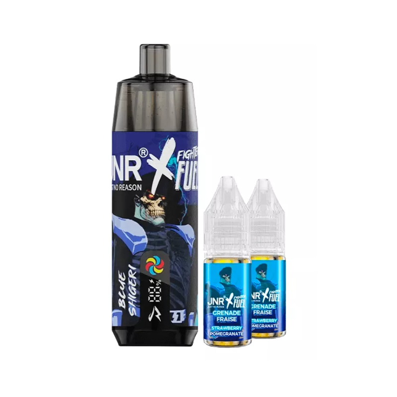 kit-shisha-plus-28000-fighter-fuel-x-jnr Kit Shisha Plus 28K Fighter Fuel X JNR – Blue Shigeri Grenade Fraise – Image 1